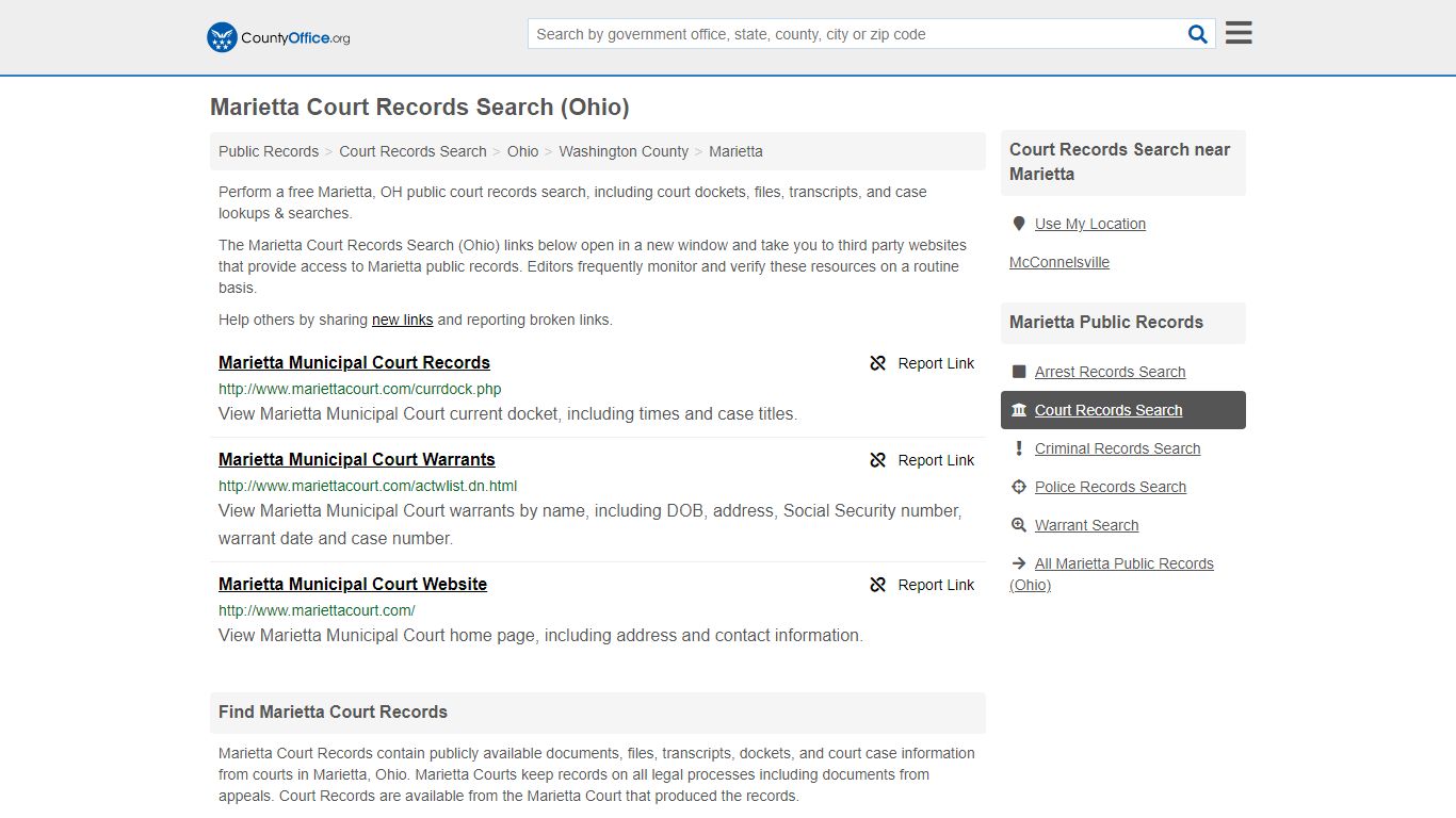 Court Records Search - Marietta, OH (Adoptions, Criminal ...